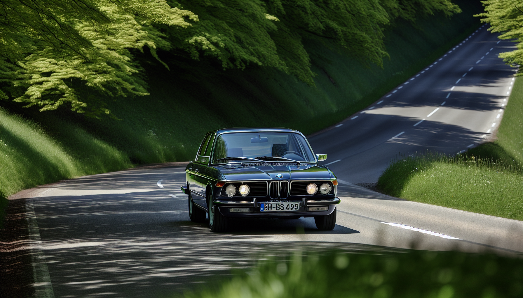 A classic BMW E Series vehicle on the road